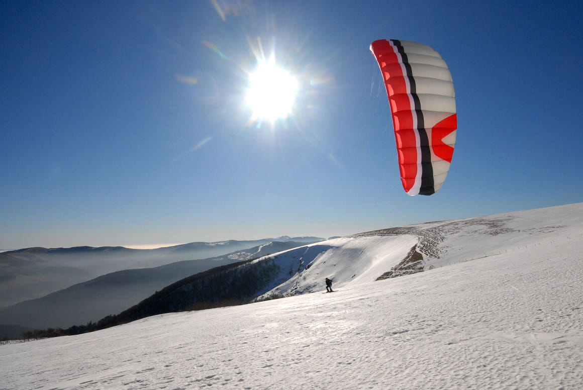 Snowkite dans le Massif des Vosges