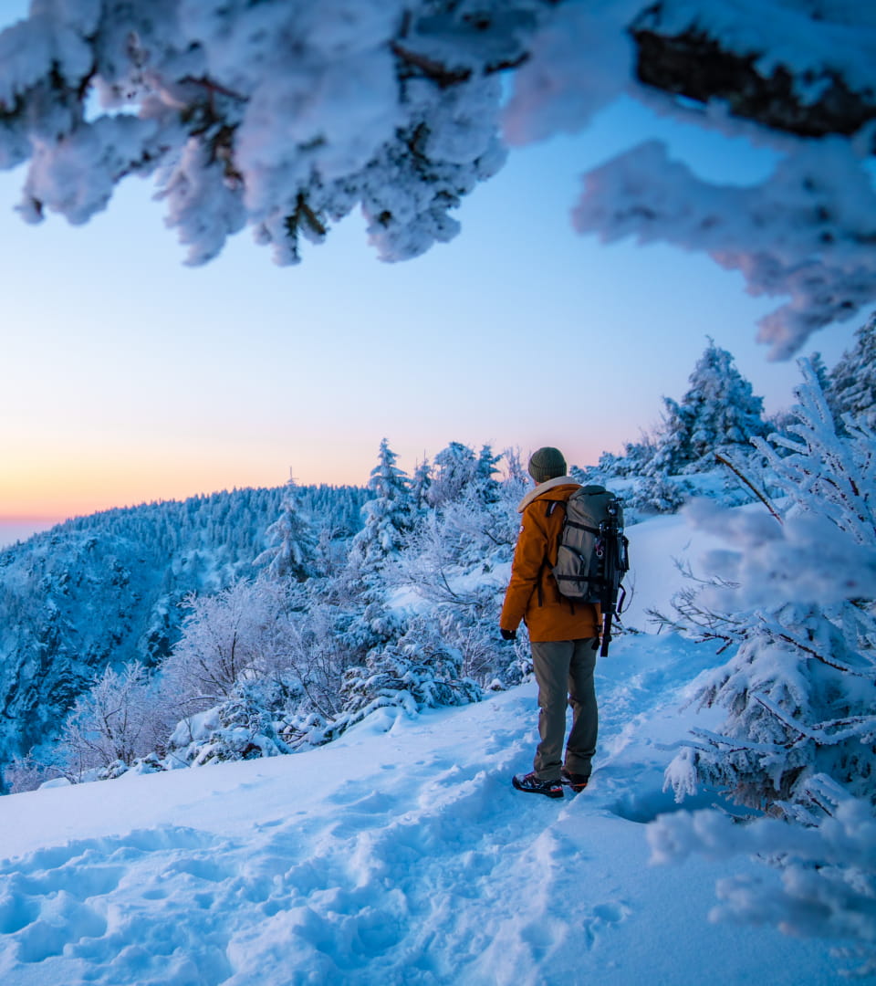 Paysage d'hiver au Lac Blanc dans le Massif des Vosges