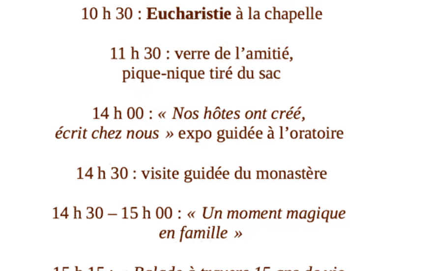 Journée d'amitié à La Chapelle : 2011-2026 DE L’UTOPIE CRÉATRICE AU DÉFI SPIRITUEL